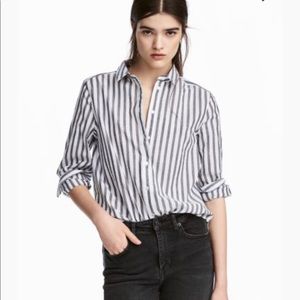 H&M Dark Grey Striped Button Down Shirt